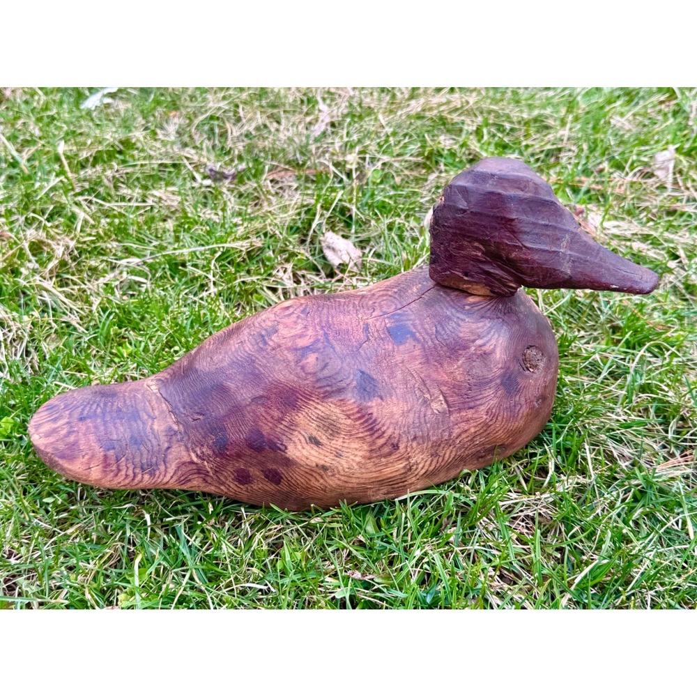 Antique Hand Carved Wooden Duck Decoy Primitive Folk Art Rustic Cabin Decor VTG